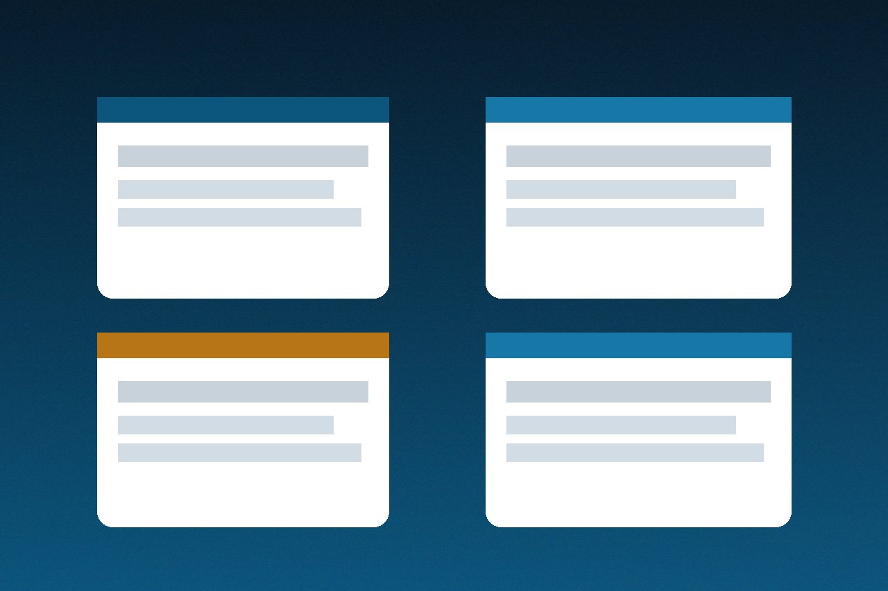 Illustrated panels for home, services, about and contact page layouts