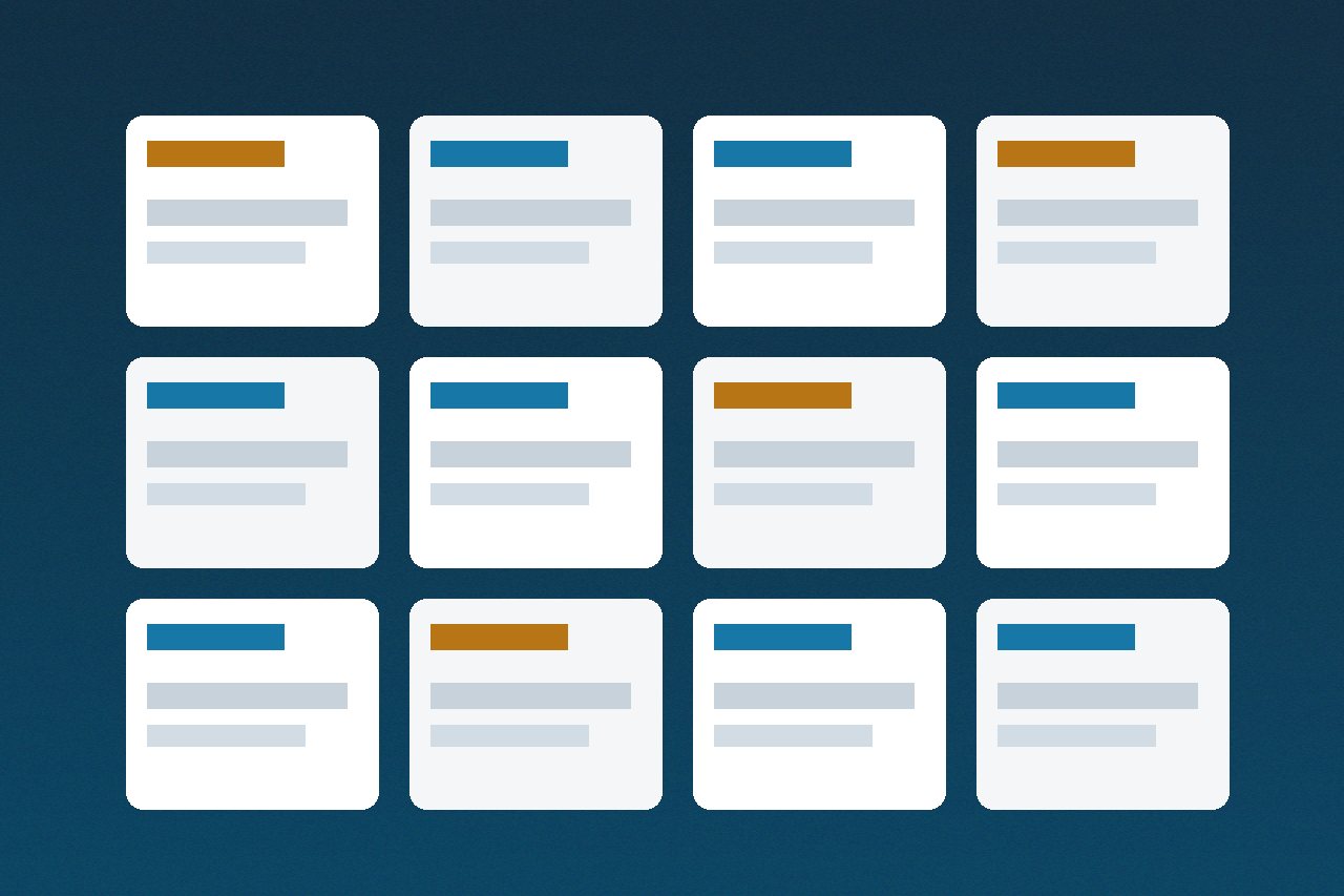 Abstract grid of website content panels