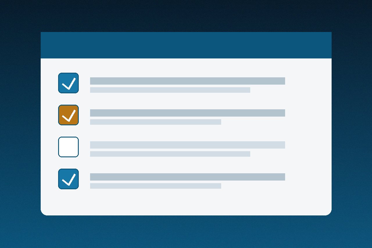 Illustrated planning board with checked website goals