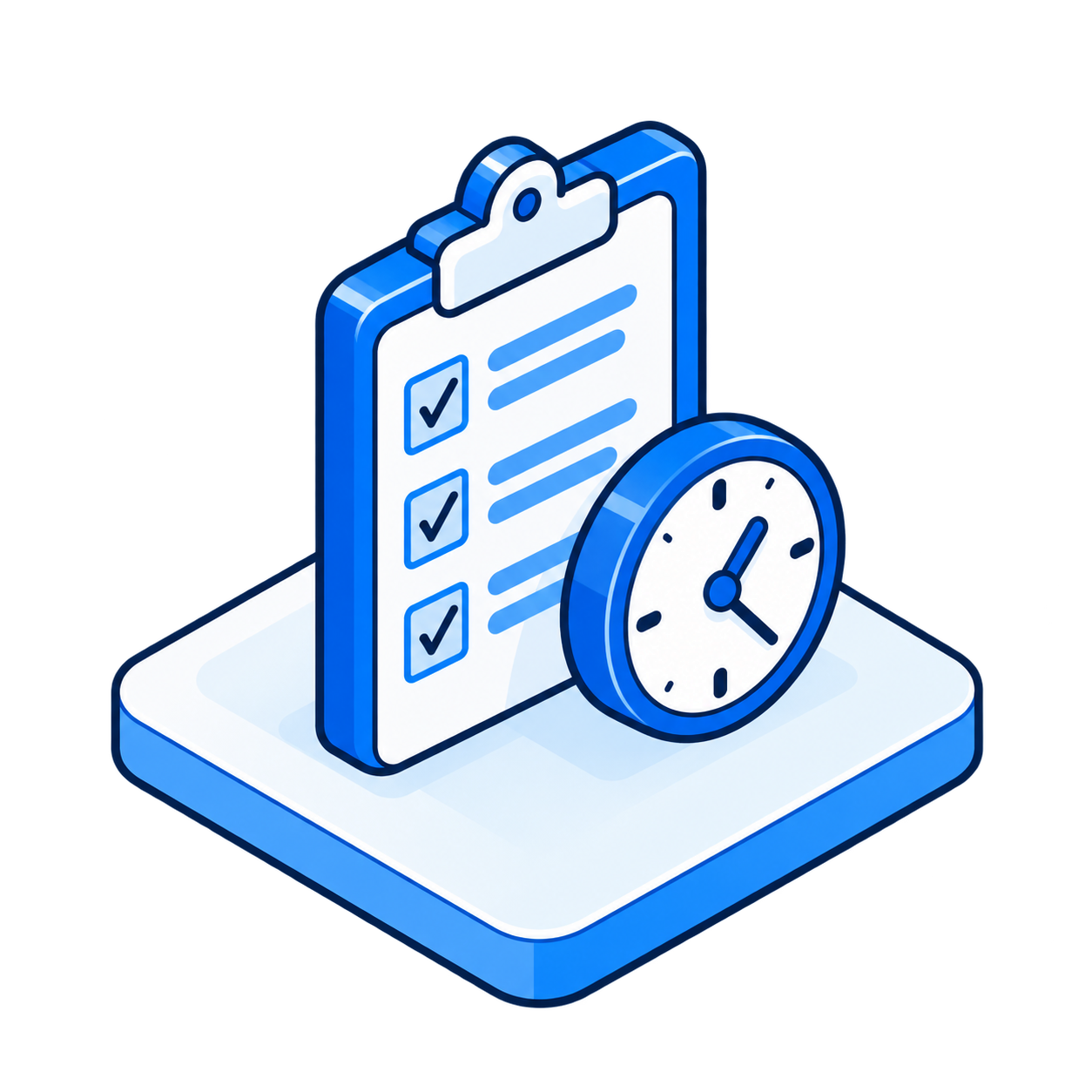 Clipboard and clock illustrating the Assess step